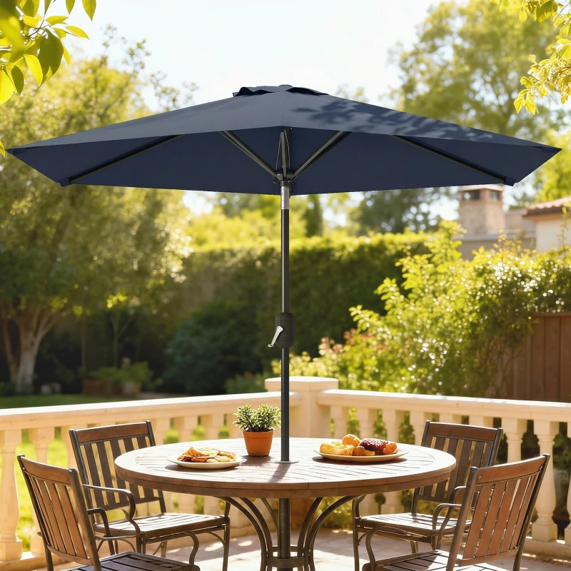 Outsunny Patio Sun Umbrella, Outdoor Parasol with 6 Ribs, Blue