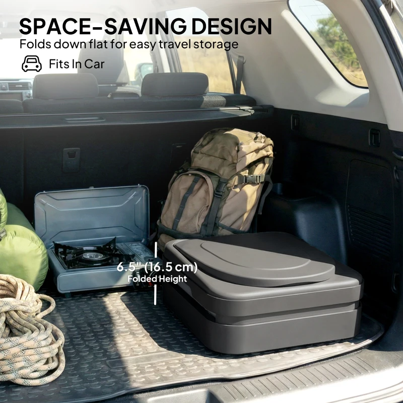 Outsunny Portable Toilet for Adults Foldable Porta Potty 12 Coagulant Packets for Camping Travel RV Outdoor Use