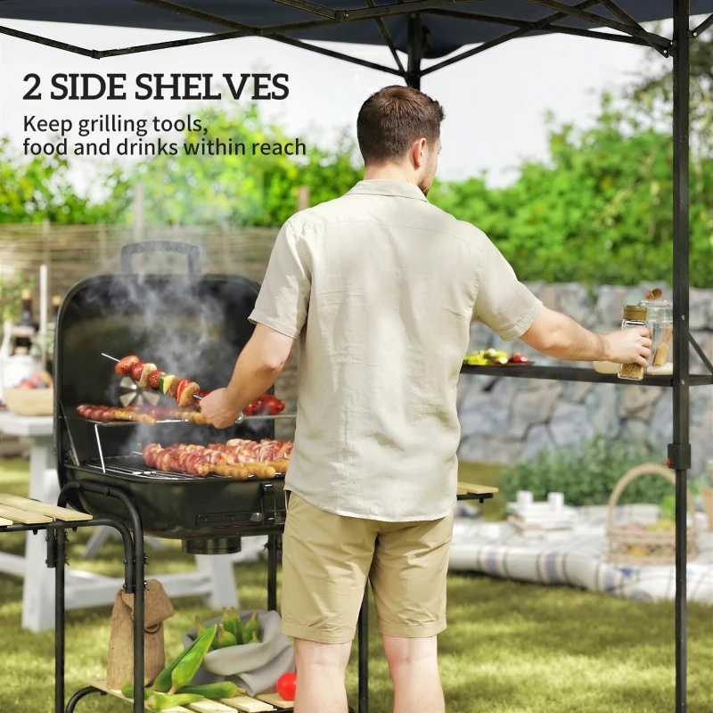 Outsunny 5 x 8.5 ft Pop Up Grill Gazebo with 2 Shelves, UPF 50+ Outdoor Instant Canopy Portable Shelter with Carry Bag, Dark Grey