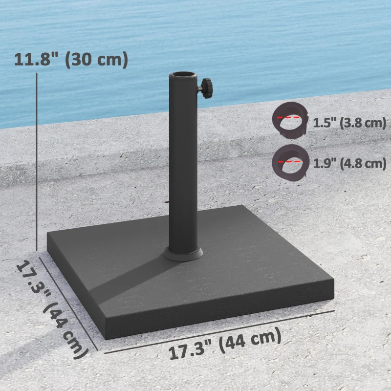 Outsunny Patio Umbrella Base, 40 lbs Concrete Heavy Duty Umbrella Base for 1.5"/1.9", Black