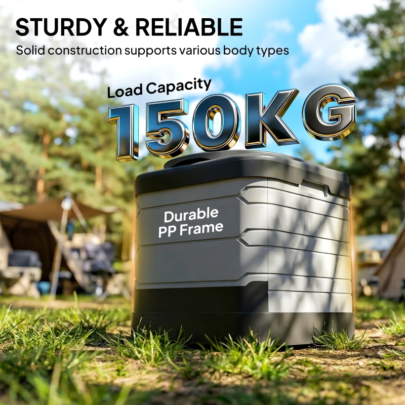 Outsunny Portable Toilet for Adults Foldable Porta Potty 12 Coagulant Packets for Camping Travel RV Outdoor Use