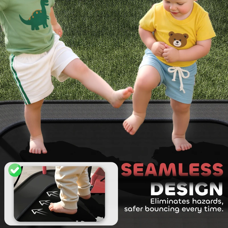 Qaba 4 x 6FT Trampoline for Kids Indoor & Outdoor with Slide, Swing, Basketball Hoop and Safety Enclosure, Red