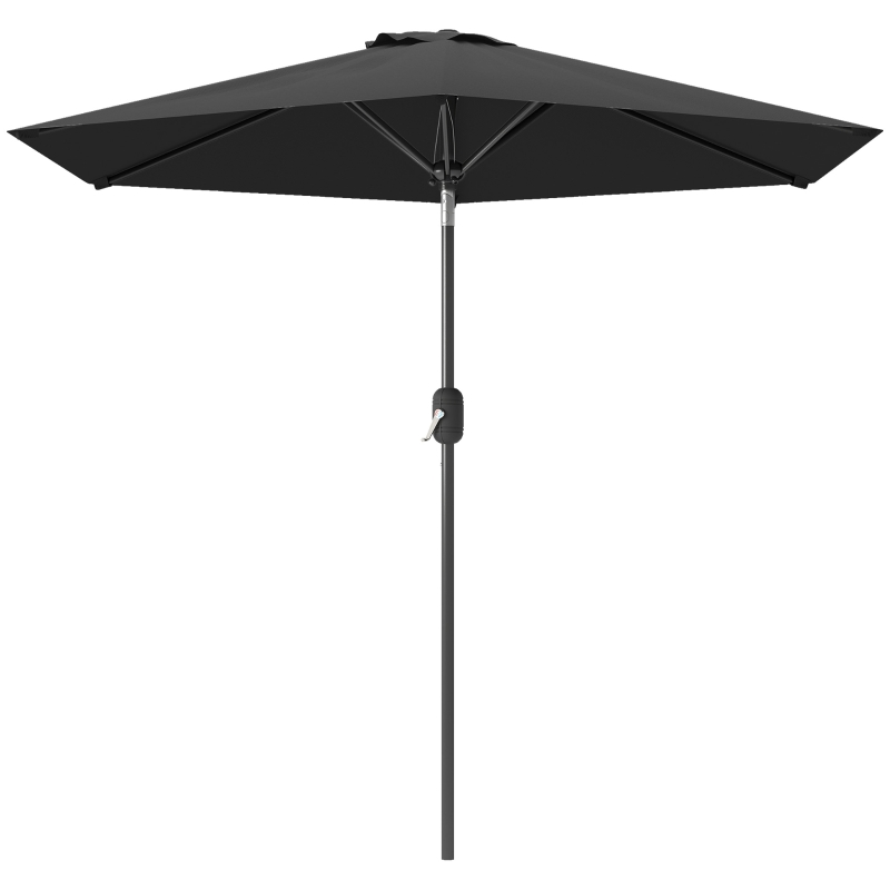 Outsunny Patio Sun Umbrella, Outdoor Parasol with 6 Ribs, Black