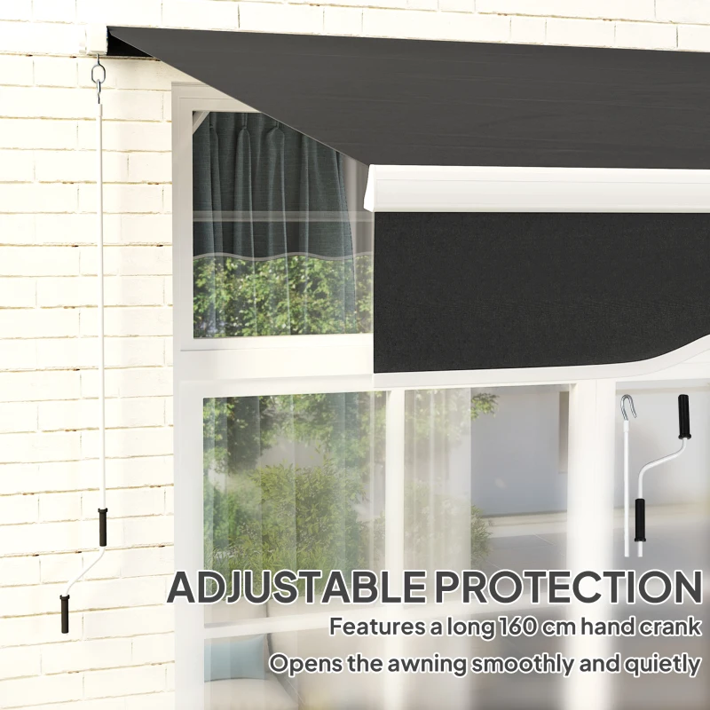 Outsunny 8' x 7' Retractable Awning, Patio Awnings, Sunshade Shelter with 280 g/m² UV & Water-Resistant Fabric, Black