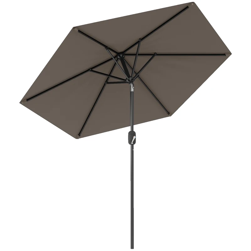 Outsunny Patio Sun Umbrella, Outdoor Parasol with 6 Ribs, Dark Grey