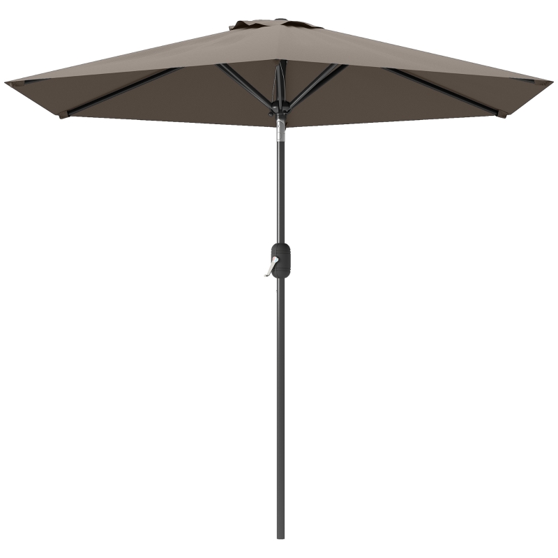 Outsunny Patio Sun Umbrella, Outdoor Parasol with 6 Ribs, Dark Grey