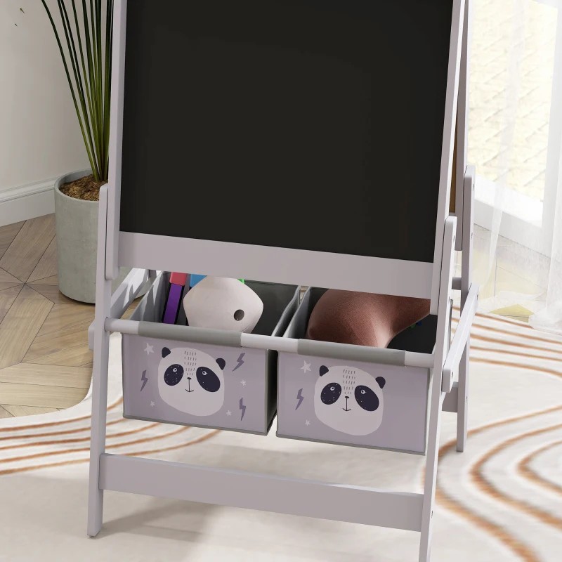 Qaba Art Easel for Kids with Paper Roll, Blackboard, Whiteboard, Storage