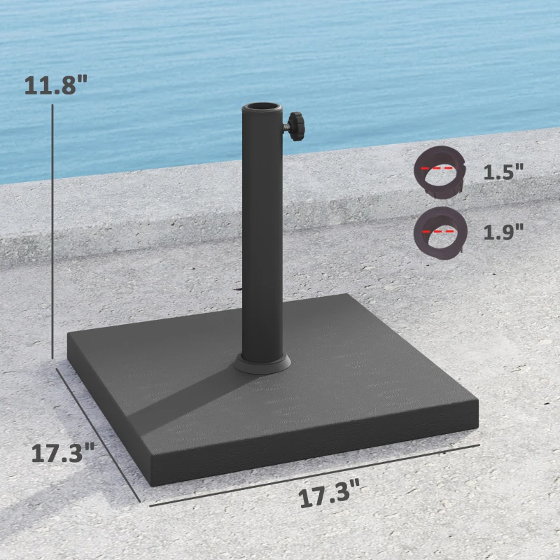 Outsunny Patio Umbrella Base, 40 lbs Concrete Heavy Duty Umbrella Base, Outdoor Umbrella Stand Patio Umbrella Holder for 1.5"/1.9" Umbrella Poles for Outdoor, Lawn, Poolside, Black