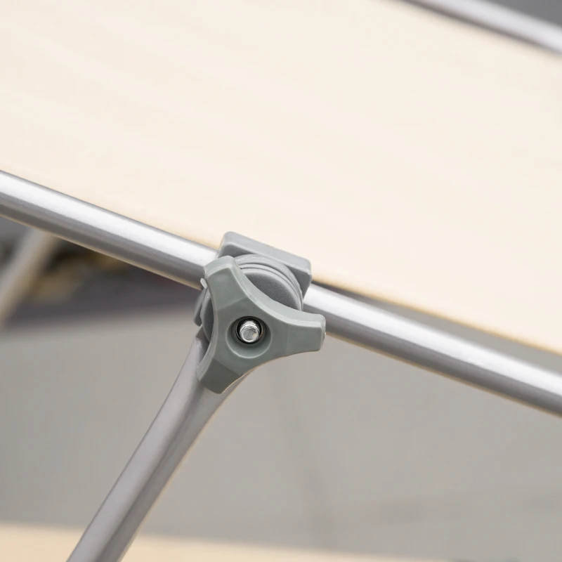 Outsunny Outdoor Lounge Chair with Sun Shade for Beach, Camping, Hiking, Backyard, Beige