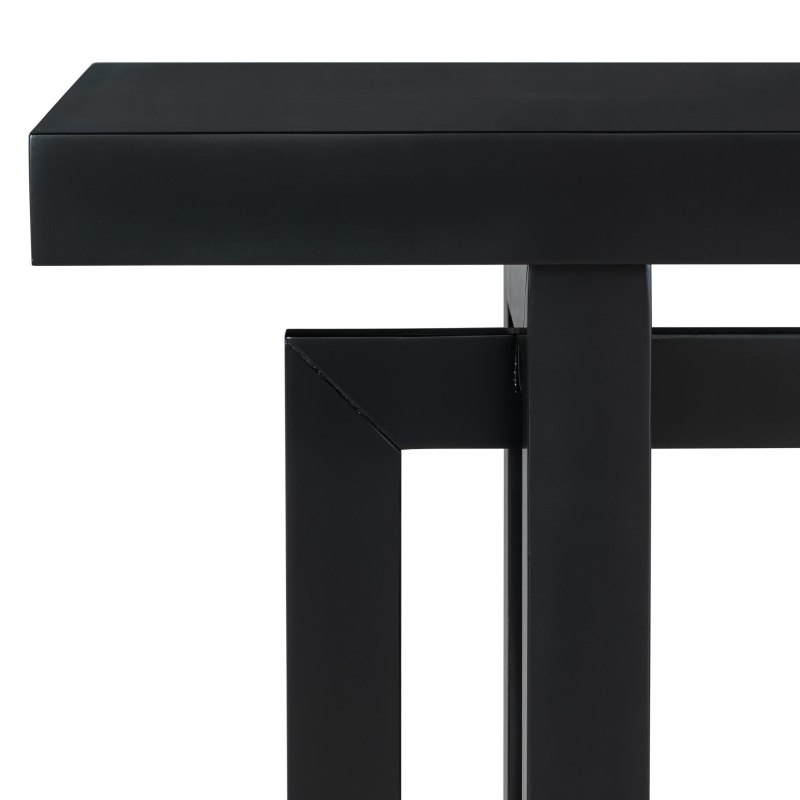 Modern Console Table with Pine Veneer Top and Solid Legs, Versatile Sofa Table for Hallway, Living Room, 59'' L x 15.5'' W x 31.5'' H, Black