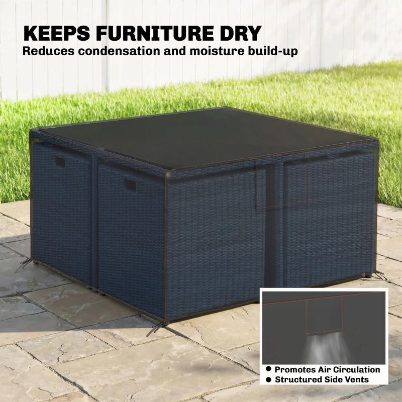 Outsunny Patio Furniture Cover, Waterproof 420D Heavy Duty Outdoor Furniture Cover with Air Vents, 55.1" x 55.1" x 28.1", Black