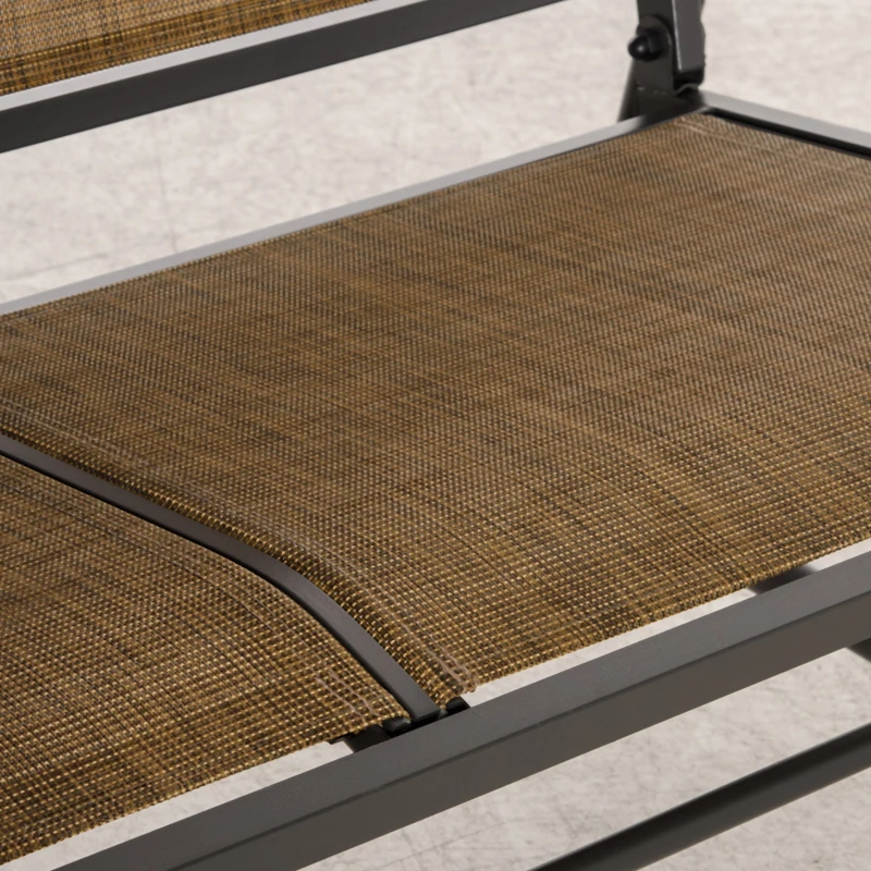 Outsunny Outdoor Glider Bench, 2 Person Patio Glider Chair, Gliding Outdoor Garden Loveseat Swing Bench with Breathable Mesh Fabric, Steel Frame for Backyard, Porch, Brown