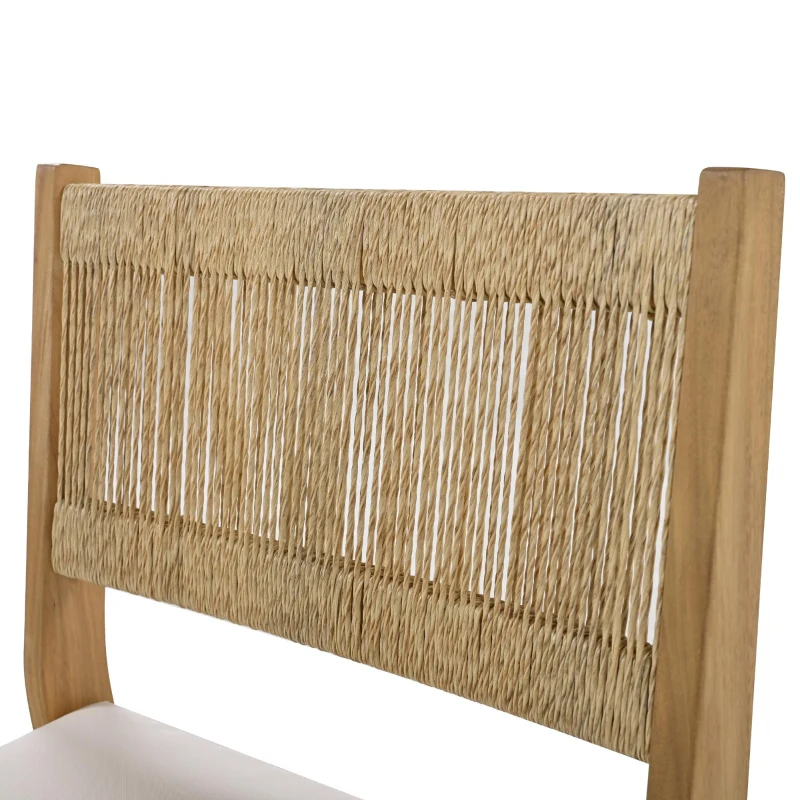 Outdoor Dining Set with HDPE Chair Backs and Foam Cushions, Multi-Person Patio Set for Balcony and Garden, 63'' L x 31.5'' W x 32.5'' H, Beige