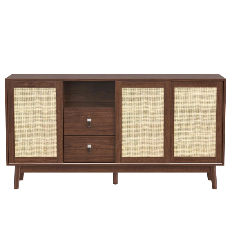 Versatile Sideboard with 3 Doors and 2 Drawers for Ample Storage, Stylish Cabinet for Living & Dining Areas, 61'' L x 14'' W x 31.5'' H, Wood