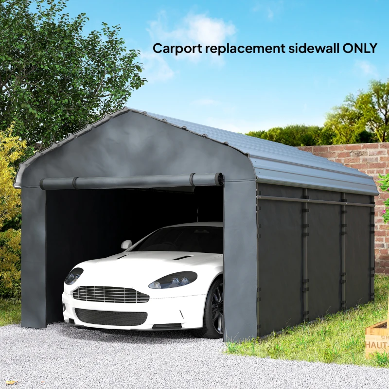 Outsunny Carport Replacement Sidewall Panel for 12' x 20' Carports, UPF50+ Waterproof Replacement Side Wall Cover, Dark Gray
