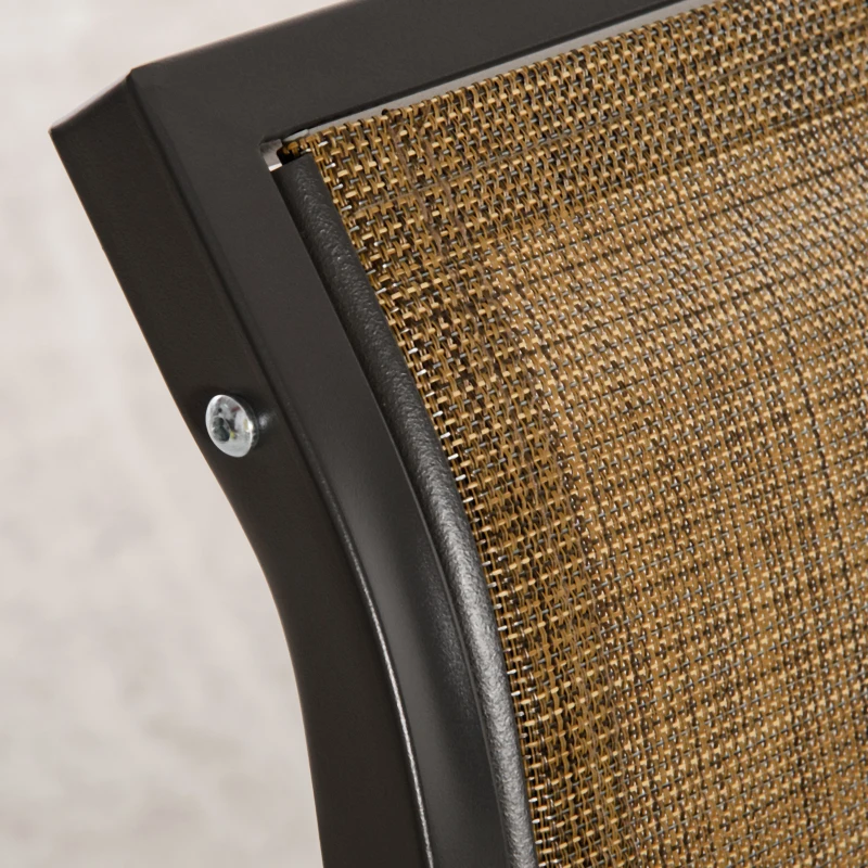 Outsunny Outdoor Glider Bench, 2 Person Patio Glider Chair, Gliding Outdoor Garden Loveseat Swing Bench with Breathable Mesh Fabric, Steel Frame for Backyard, Porch, Brown