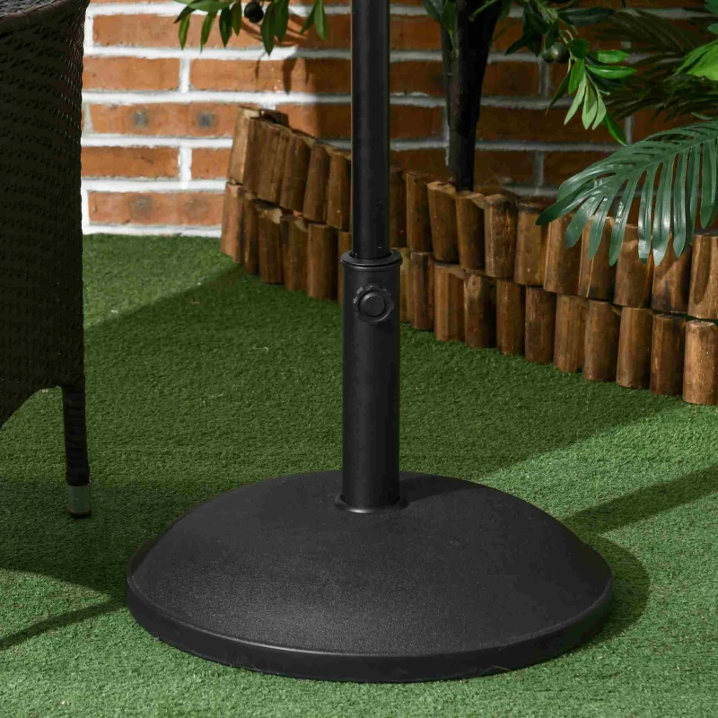 Outsunny 55 lbs Cement Round Umbrella Base Holder 20" Heavy Duty Parasol Stand for Patio, Outdoor, Backyard, Black