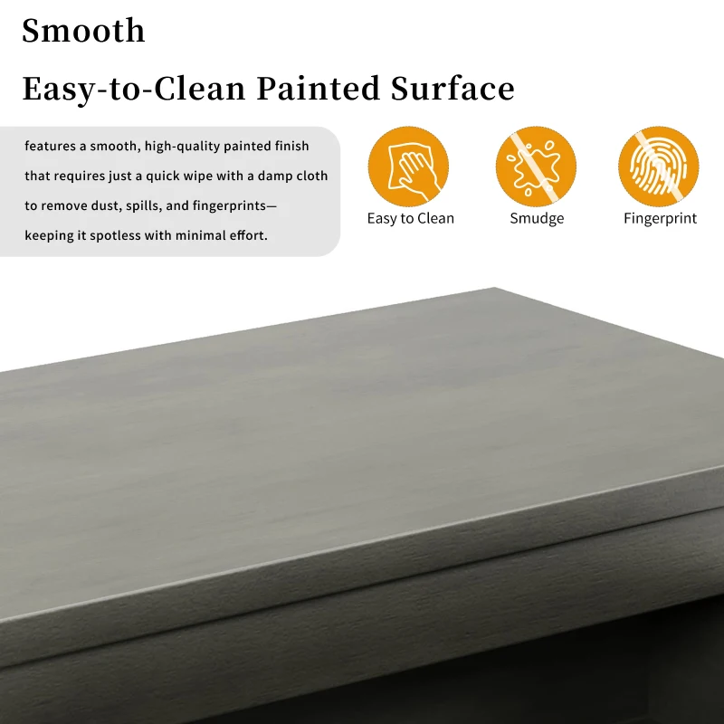 Farmhouse Entryway Table with Wide Top and Open Bottom Shelf, Minimalist Console with Adjustable Feet, 59'' L x 14'' W x 31.5'' H, Gray