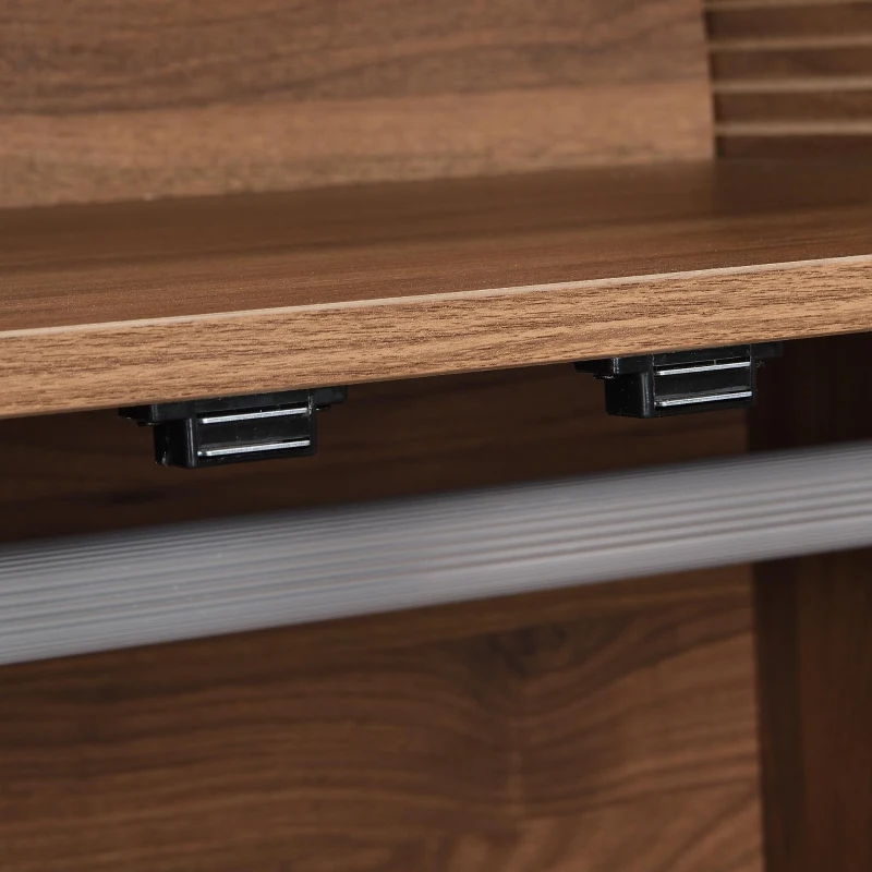 Elegant Wardrobe with Fabric Doors and Drawer, Solid Wooden Legs, Modern Clothes Cabinet with Wide Rail, 31'' L x 19.5'' W x 69'' H, Walnut