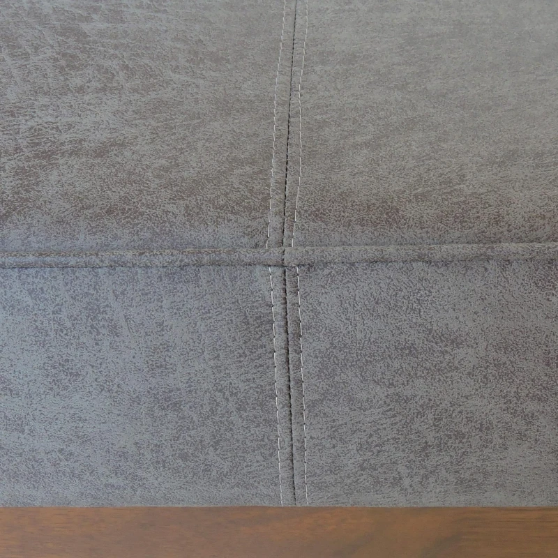 Square Coffee Table with Plush Cushion Top and Upholstered Finish, Versatile Leather Ottoman for Living Room, 48'' L x 27.5'' W x 15'' H, Grey