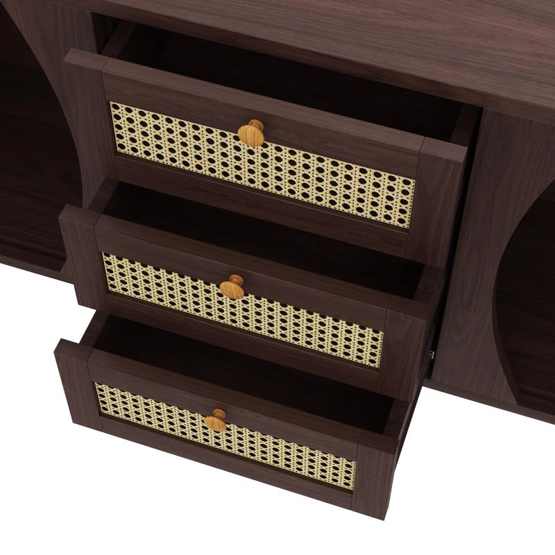 Rustic Style Sideboard with 2 Doors and Adjustable Shelves, Versatile Cabinet for Living Room or Dining Room, 55.5'' L x 16'' W x 30'' H, Wood