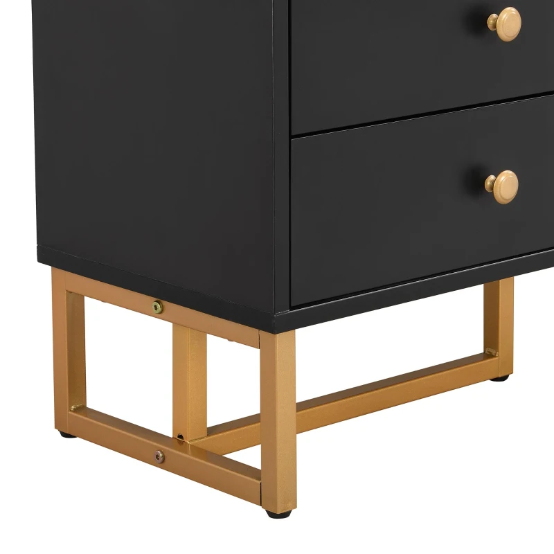 Modern TV Cabinet with Textured Doors, 4 Drawers & 2 Cabinets, Solid TV Stand with Metal Handles and Legs, 69'' L x 12'' W x 17.5'' H, Black