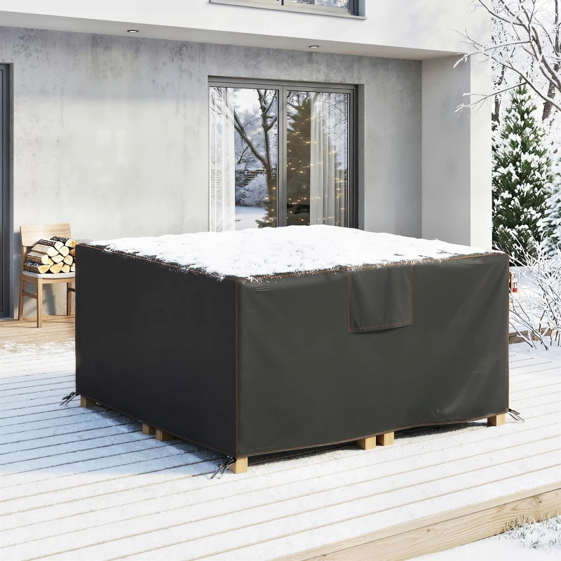 Outsunny Patio Furniture Cover, Waterproof 420D Heavy Duty Outdoor Furniture Cover with Air Vents, 55.1" x 55.1" x 28.1", Black