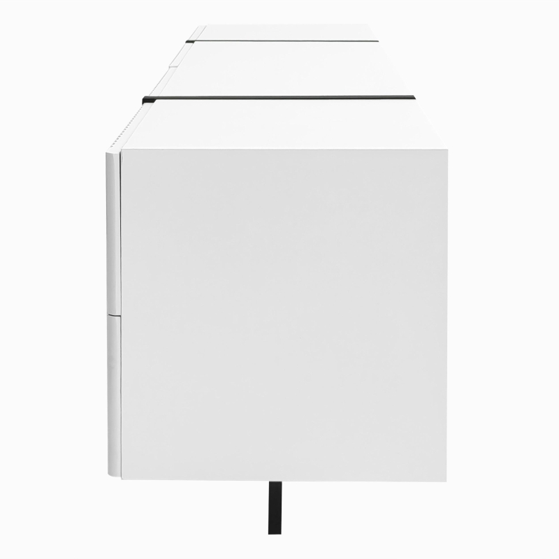 Modern TV Cabinet with Ample Storage and Soft-Close Hinges, Sturdy TV Stand for Living Rooms, 74.5'' L x 14'' W x 17.5'' H, Black+White