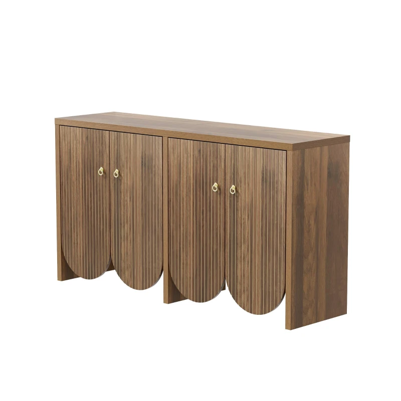 Modern Sideboard with Ample Storage & Adjustable Shelves, Versatile Cabinet for Living & Dining Room, 58'' L x 15.5'' W x 31.5'' H, Natural