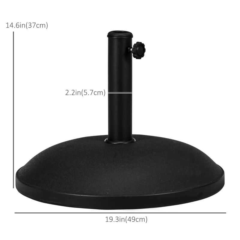 Outsunny 55 lbs Cement Round Umbrella Base Holder 20" Heavy Duty Parasol Stand for Patio, Outdoor, Backyard, Black