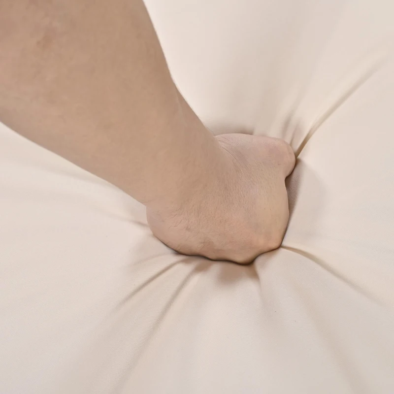 Outdoor Dining Set with HDPE Chair Backs and Foam Cushions, Multi-Person Patio Set for Balcony and Garden, 63'' L x 31.5'' W x 32.5'' H, Beige