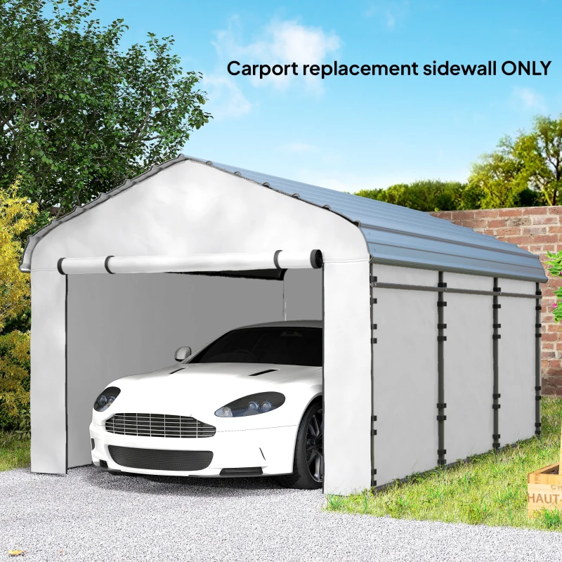 Outsunny Carport Replacement Sidewall Panel for 12' x 20' Carports, UPF50+ Waterproof Replacement Side Wall Cover, White
