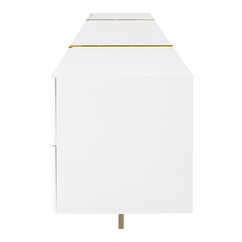 Elegant TV Cabinet with 3 Soft-Close Doors, 2 Drawers, Ample Storage, Modern TV Stand for Living Space, 74.5'' L x 14'' W x 17.5'' H, White