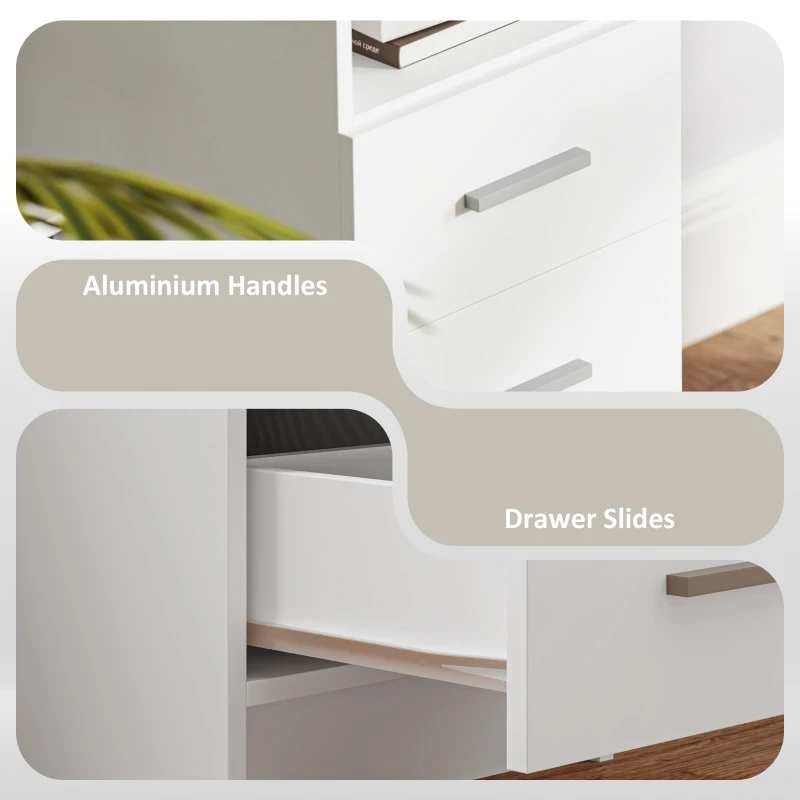 HOMCOM Computer Desk with Storage, 39" Home Office Desk with 3 Drawers nad Open Shelf, Writing Table for Bedroom, White