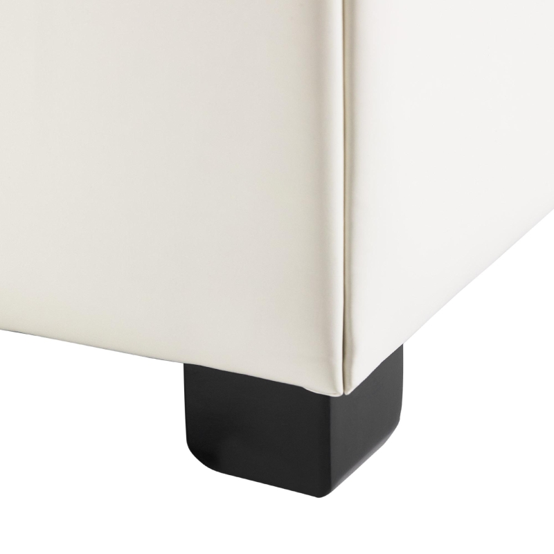 Large Square Ottoman with Upholstered PU Leather and High‑Density Foam, Modern Coffee Table with Storage, 34'' L x 34'' W x 18.5'' H, Beige