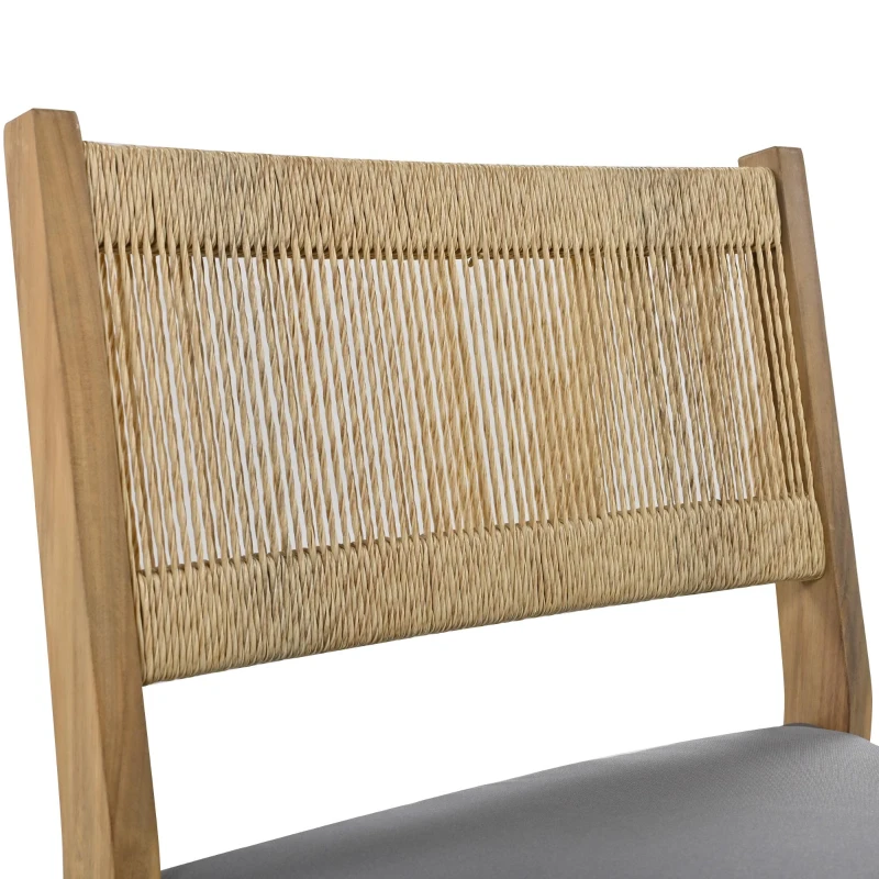 Outdoor Dining Set with HDPE Chair Backs and Foam Cushions, Multi-Person Patio Set for Balcony and Garden, 63'' L x 31.5'' W x 32.5'' H, Gray