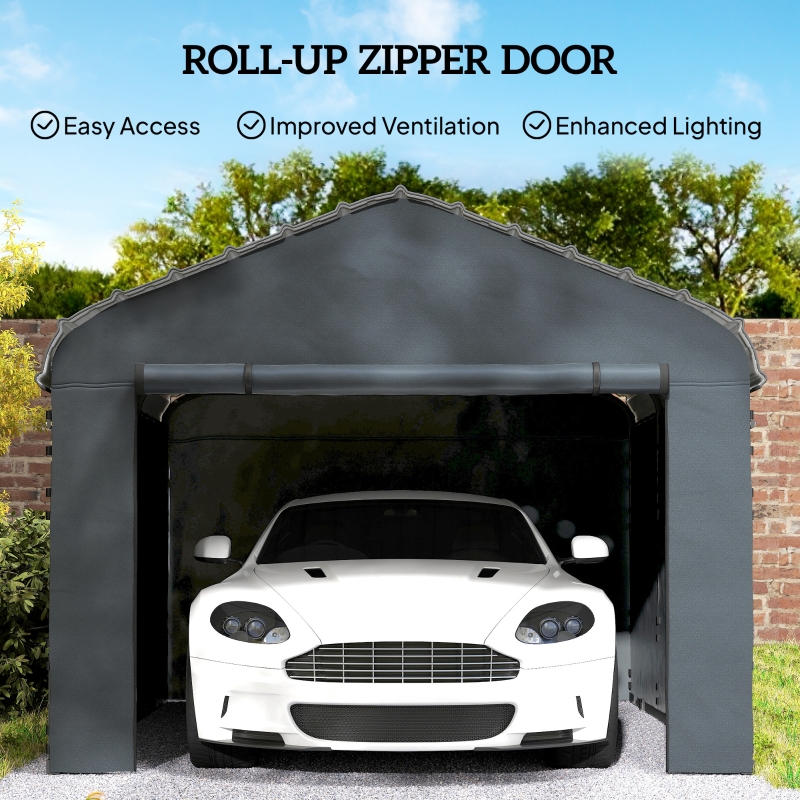 Outsunny Carport Replacement Sidewall Panel for 12' x 20' Carports, UPF50+ Waterproof Replacement Side Wall Cover, Dark Gray