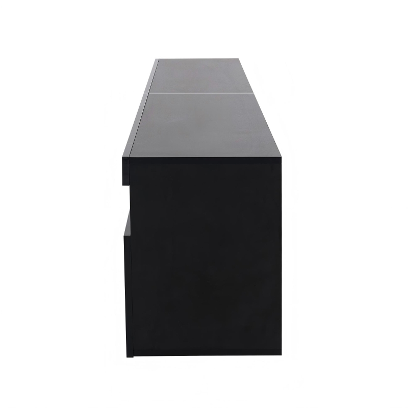 Modern TV Cabinet with LED Strip and Adjustable Colours, Stylish Media Console with Low-Profile Storage, 71'' L x 13.5'' W x 19'' H, Black