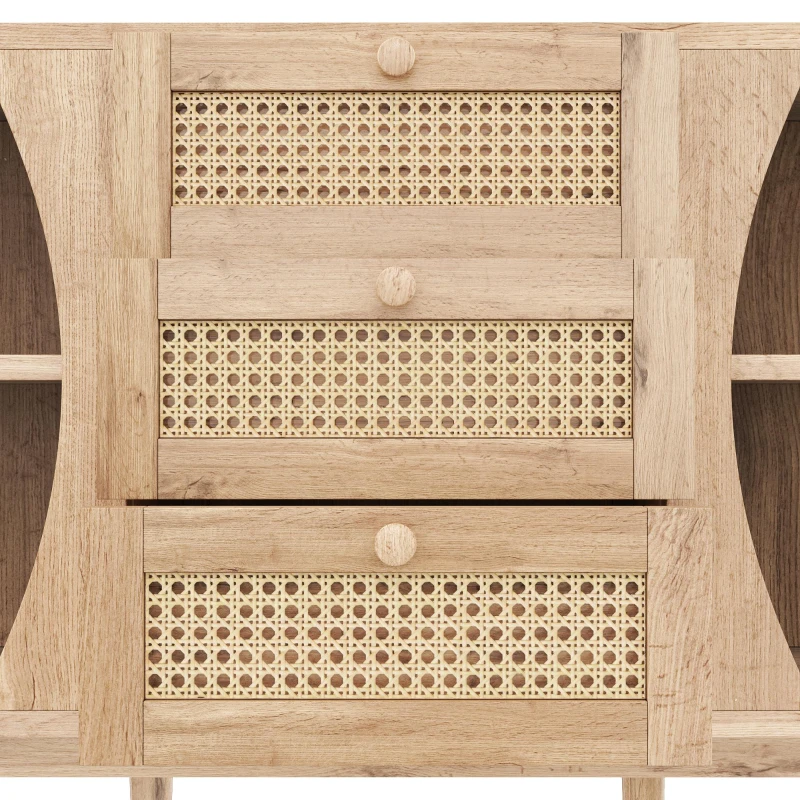 Versatile Sideboard with 3 Drawers, 2 Doors and Adjustable Shelves, Stylish Cabinet for Living or Dining Room,55.5'' L x 16'' W x 30'' H, Wood