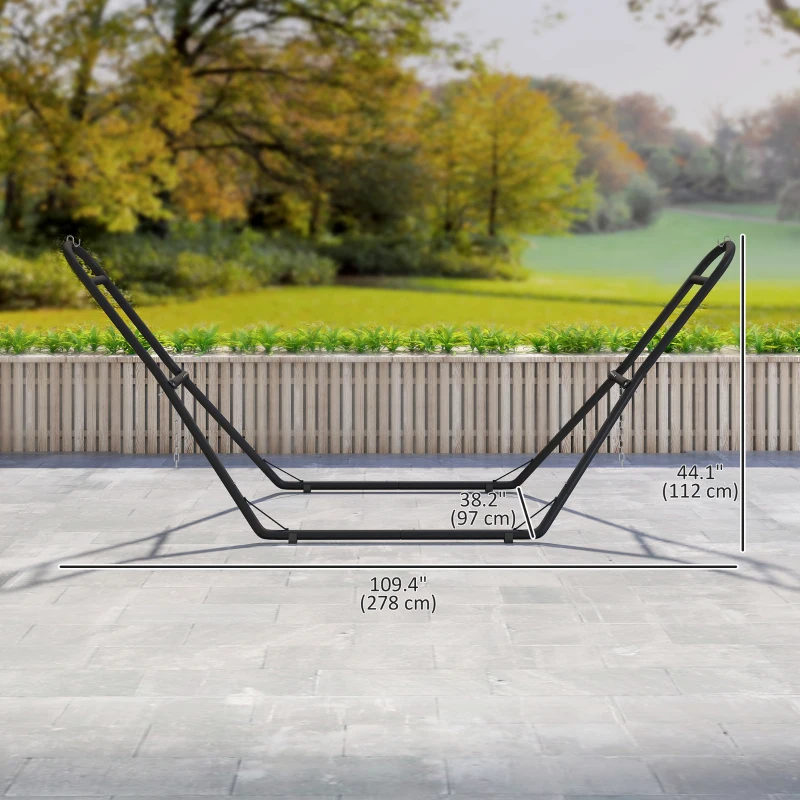 Outsunny Hammock Stand with Adjustable Height Steel Frame for 0.8" -1.2" Person 109.4" Black