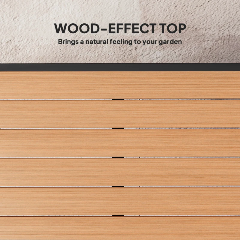 Outsunny Patio Dining Table for 4, Square Aluminum Outdoor Table for Garden Lawn Backyard, Natural