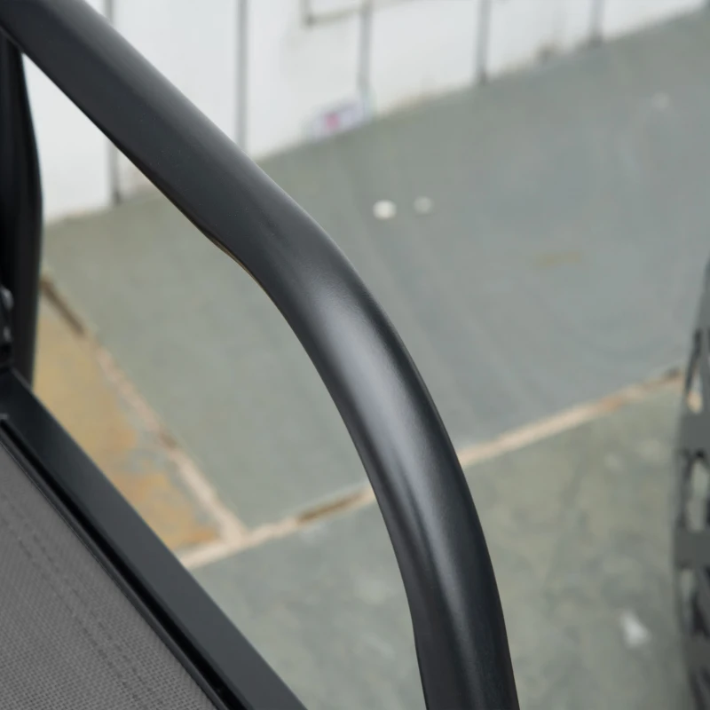 Outsunny Patio Glider with Breathable Mesh Fabric Seat & Backrest, Metal Frame Outdoor Glider Swing Chair with Armrests, Grey