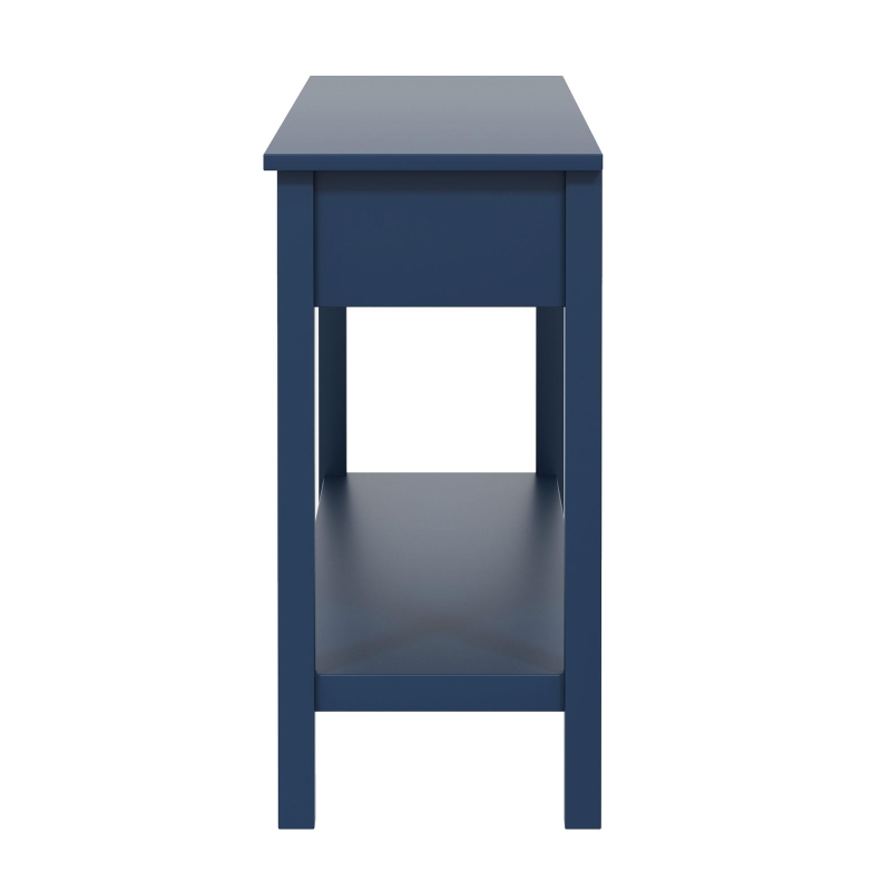 Modern Entryway Table with Bottom Shelf and Iron Handles, Multi-Functional Console with Wide Surface, 60'' L x 15.5'' W x 31'' H, Navy Blue
