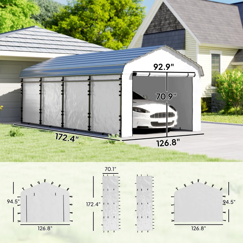 Outsunny Carport Replacement Sidewall Panel for 10' x 15' Carports, UPF50+ Waterproof Replacement Side Wall Cover, White