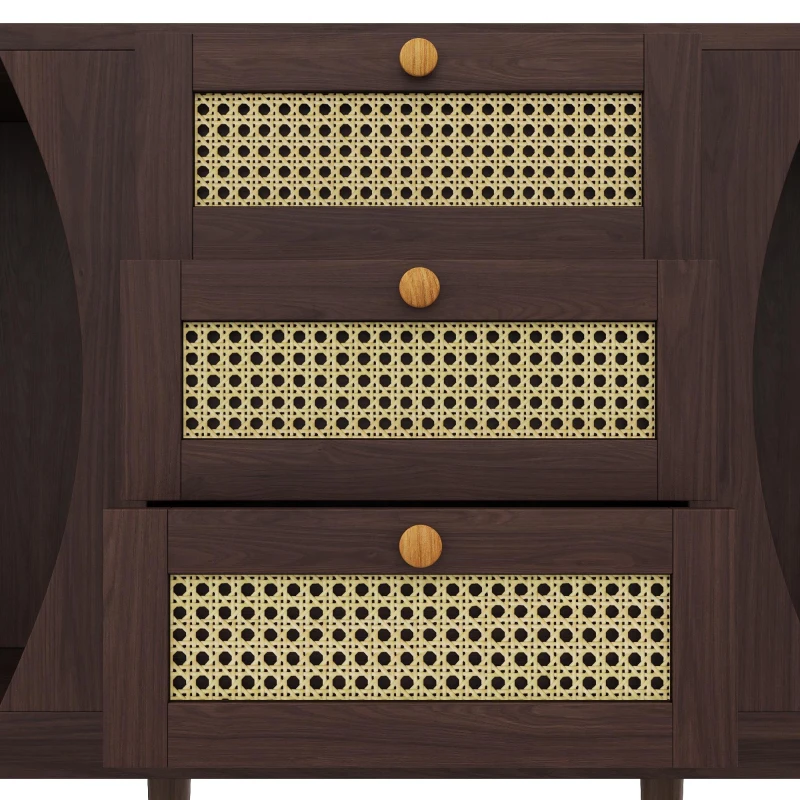 Rustic Style Sideboard with 2 Doors and Adjustable Shelves, Versatile Cabinet for Living Room or Dining Room, 55.5'' L x 16'' W x 30'' H, Wood