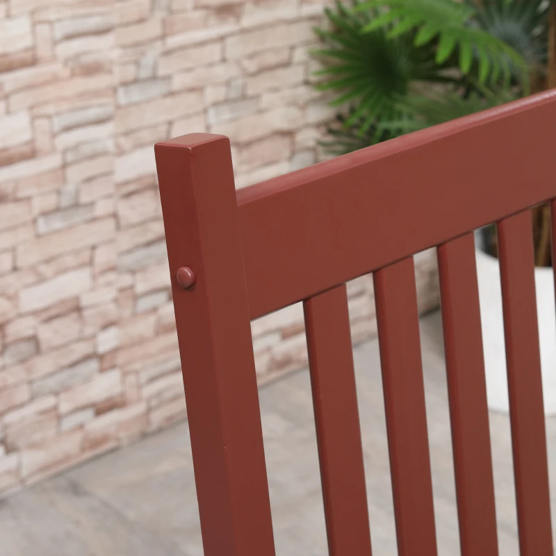 Outsunny Wooden Porch Rocking Chair Outdoor Patio Rocker Garden Single Leisure Reclining Seat Armchair Wine Red