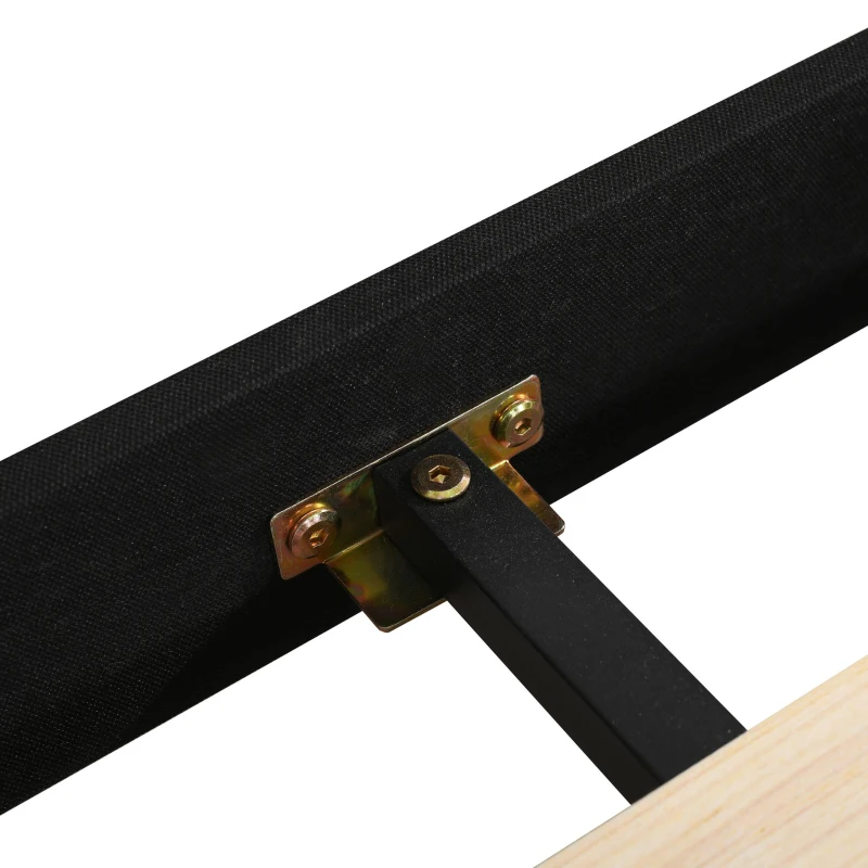 Queen Size Upholstered Platform Bed with Bedside Desk and Round Stool, Low-Profile Bed with Safety Rails, 85'' L x 73'' W x 29'' H, Pink