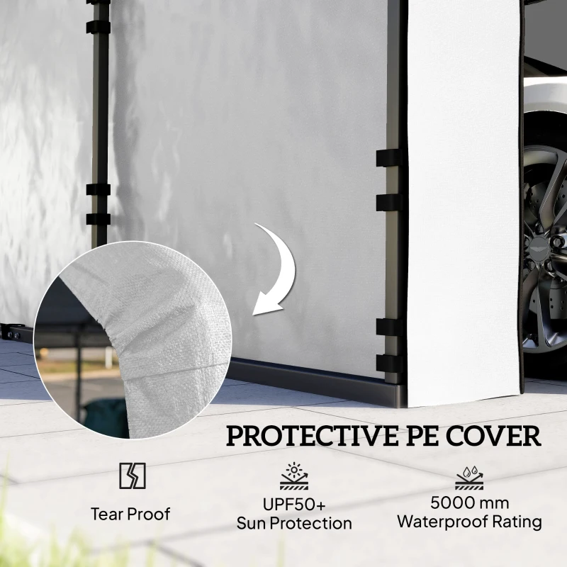 Outsunny Carport Replacement Sidewall Panel for 10' x 15' Carports, UPF50+ Waterproof Replacement Side Wall Cover, White