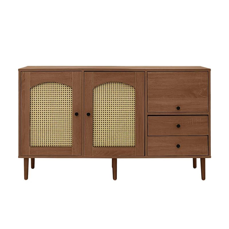 Country-Style Sideboard with Magnetic Soft-Close Doors and Generous Storage, Sturdy Cabinet with Wood Legs 51'' L x 15.5'' W x 30'' H, Wood