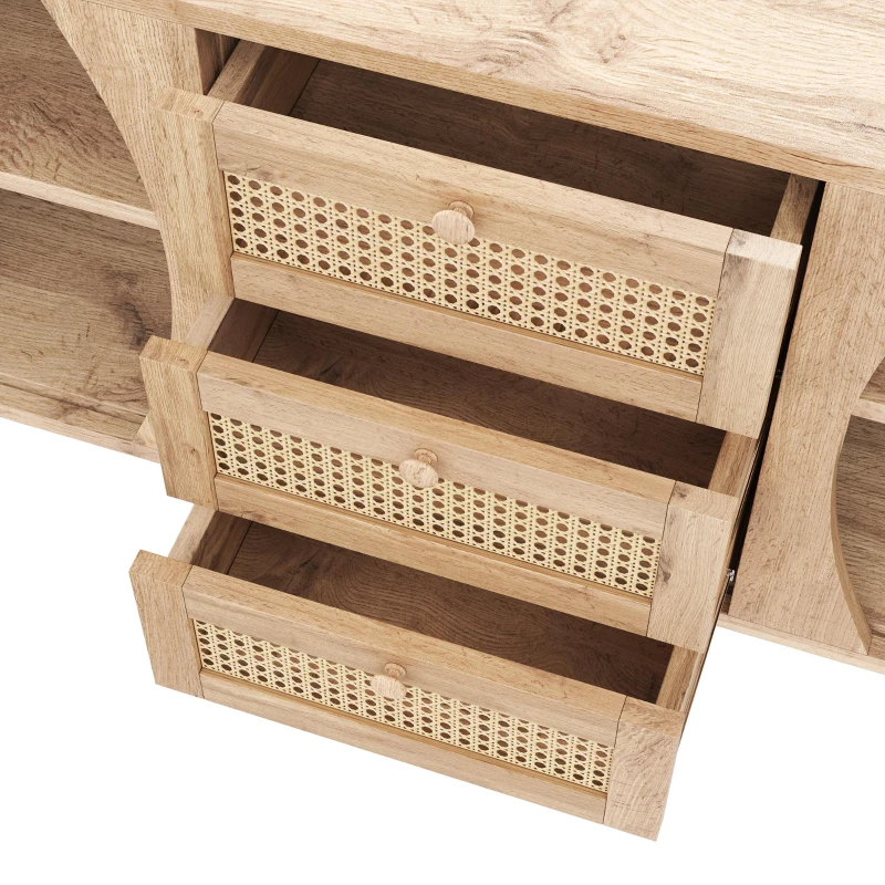 Versatile Sideboard with 3 Drawers, 2 Doors and Adjustable Shelves, Stylish Cabinet for Living or Dining Room,55.5'' L x 16'' W x 30'' H, Wood